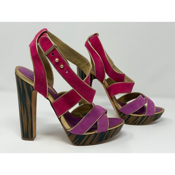 BCBG Max Azria Milan Platform Shoes Pink Purple Suede 5.5 inch Heel Size 10B - Picture 4 of 9
